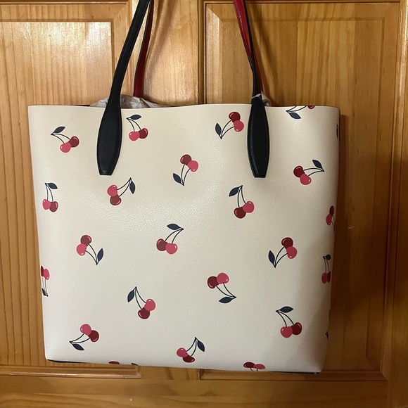 Kate Spade Cream Tote with Cherry Print, Reversible, Ice Cream Sundae Wristlet - Picture 3 of 11